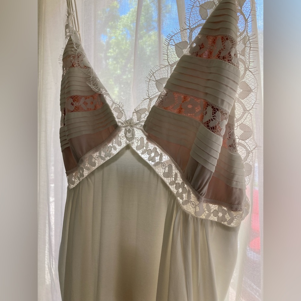 Silky white For Love & Lemons summer dress with lace detail